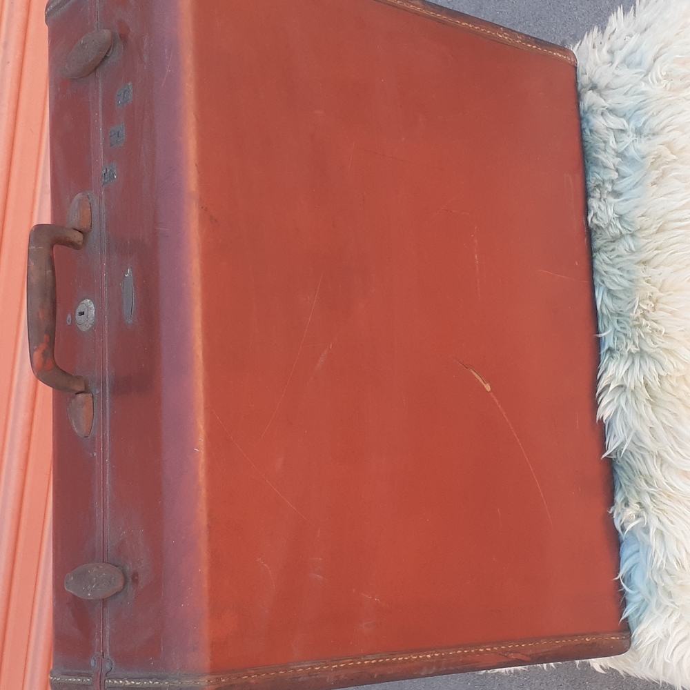 Samsonite Vtg Rust brown Suitcase luggage portable Boombox upcycle 21x18" - Picture 3 of 7